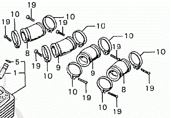 Insugsgummi sats med bandklammer Honda CB750K1-K6 (16211-300-030)   CB750KINBT-1 - 2