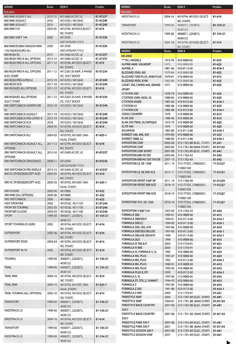 Laddningsregulatorer Snöskotrar Arctic Cat, Lynx, Polaris, Ski-Doo, Yamaha - 6
