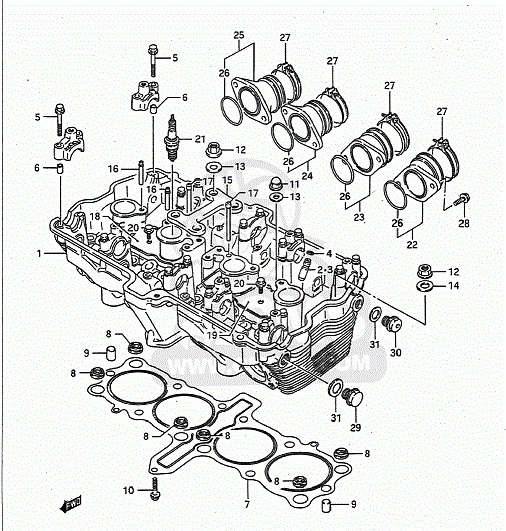 13101-40C00 Insugsgummin sats Suzuki Original GSF1200, GSXR1100,  224217 - 3