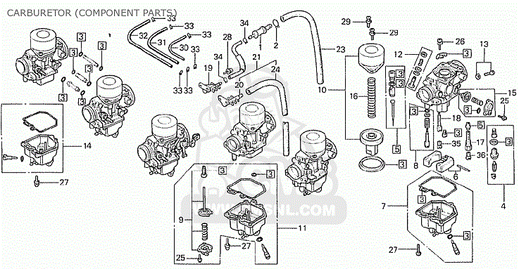 Repsatser Förgasare med Flottörer Honda CBX1000 6 Cyl. 1978-83   H002-6CV-6/24-11036-99306 - 4