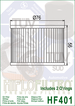 HF401X Oljefilter Honda-Kawasaki-Yamaha- med packningar 27002 - 3