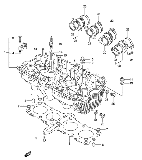 Insugsgummin sats Suzuki GSF600-GSX600 (13101-26E01/13101-26E02)  224215 - 2
