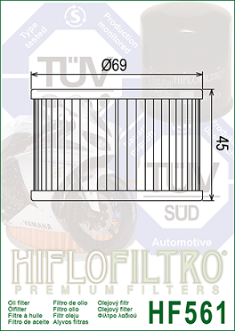 1541A-KED9-9000 Kymco = Ersätts av HF561 hi-Flo Oljerfilter MC  - 2