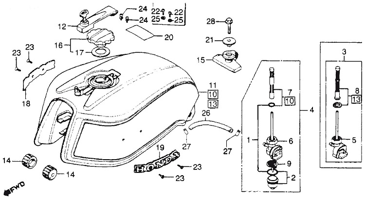 87121-425-000 Tankdekal höger Honda CB750KZ DOHC   - 2