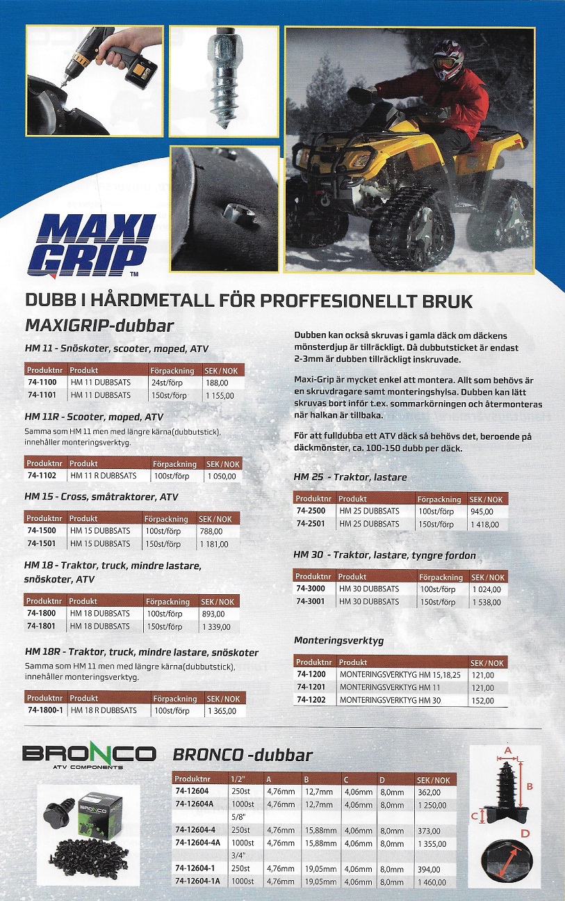MAXI GRIP Hårdmetalldubb för Proffs/ Bronco Dubbar