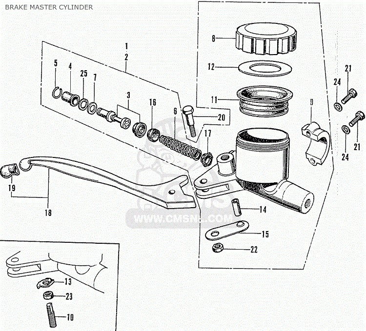 Repsats Frambroms  Huvudcylinder Honda CB400F,  CB450K, CB500F, CB750K, CB750F1 (45530-377-305) 75005 - 2
