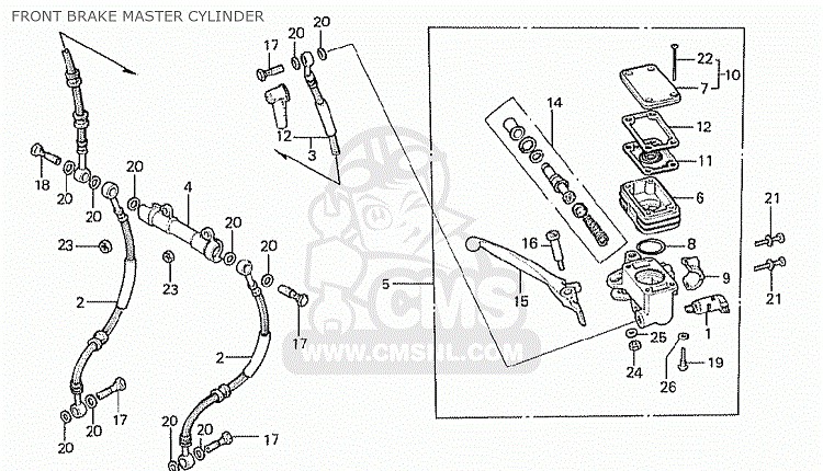Repsats Frambroms Honda Huvudcylinder CB400N - CBX1000 (45530-422-305)  75026 - 3