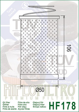 HF178 Hi-Flo Oljefilter H-D 1954-80 - 2