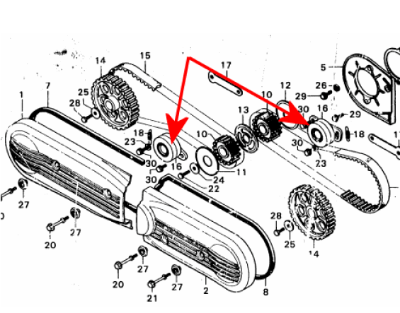 Kamremssträckare sats Lagerrullar Renoveringssatser SKF till  Honda GL1000-1500 (14510-MG9-008)  Fjädrar 14516-MN5-000 - 4