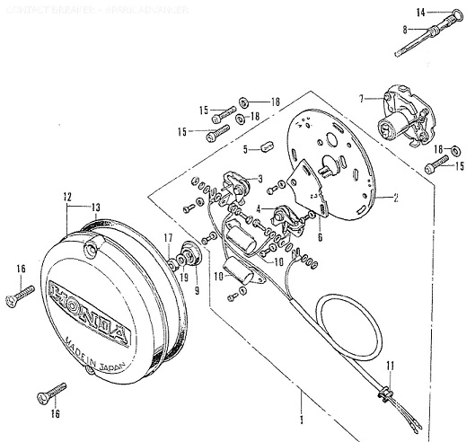Brytarsats med kondensatorer Honda CB500-CB750 Four (30203-300-154/30204-300-154)+ Kondensator (2-30250-300-005)  107900 - 2