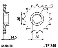 Drevsats Fram+Bakdrev 530 Honda CBX1000 Prolink 6 cyl. 1981-83 - 2