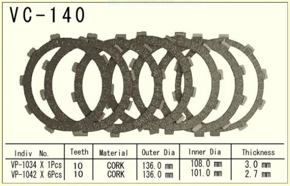 CK1131 EBC Lamellsats HONDA CR250-XL250 /VC-140 - 4
