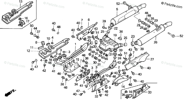 Avgaskammare Honda GL1500 (18340-MN5-003) Ersättningsdel i Rostfritt   PH80CB - 2