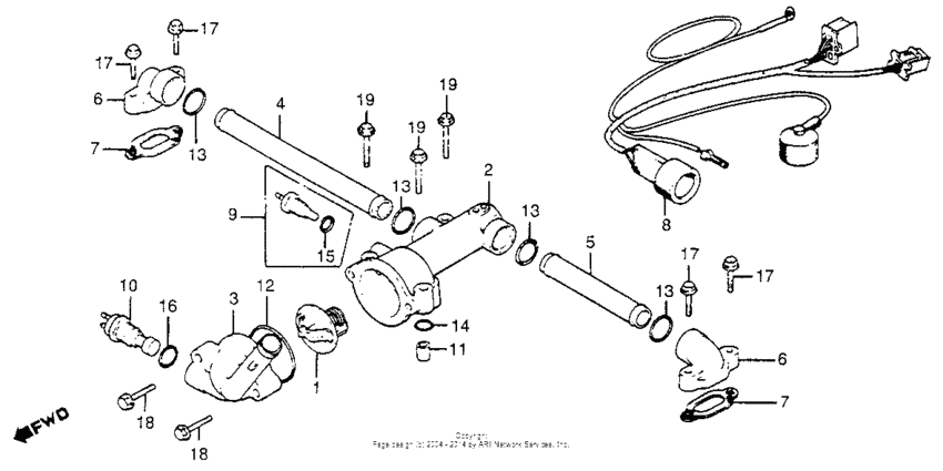 O-ringssats Kylvätskerör Honda GL1000-GL1100-GL1200 Goldwing (91303-371-013)  4 st  91301-MB6 - 2