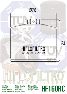 HF160RC Oljefilter Hi-Flo Racing BMW (11 42 5 B70 298) - 2