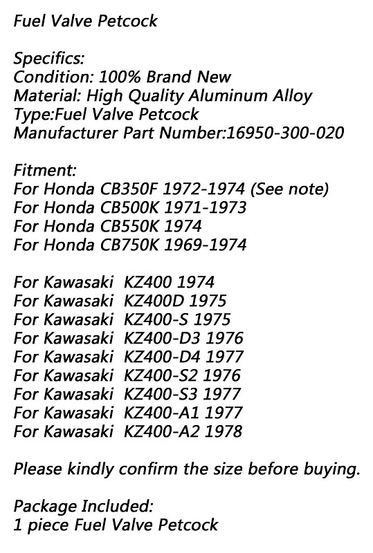 Bränslekran Honda CB500K0-K2/CB750K0-K5 (16950-300-020) (Kawasaki Z400)  225753 - 3