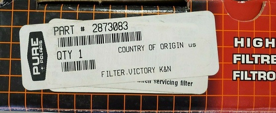 Luftfilter KN-2873083 Victory Motorcykel CJ - 2