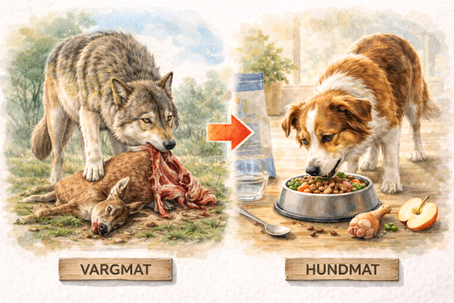 Skillnaden mellan vargmat och hundmat  