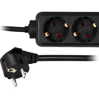 Deltaco Grenuttag med 6 uttag, 1,5m kabel, svart - 2