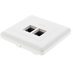 Deltaco vägguttag, infällt UTP, 2xRJ45, Cat6, vit