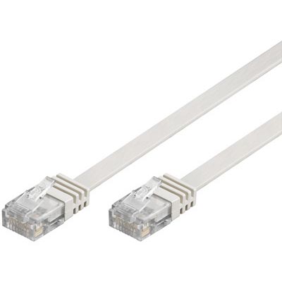 Deltaco U/UTP Cat6 patchkabel, flat 15m, vit