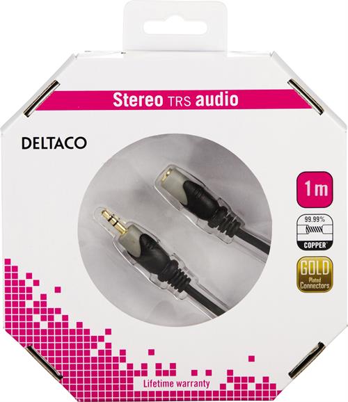 Deltaco Ljudkabel, 3,5mm ha - ho, 1m - 3