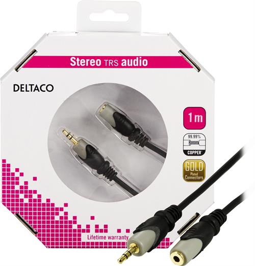 Deltaco Ljudkabel, 3,5mm ha - ho, 1m