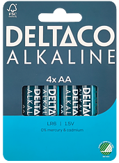 Deltaco batteri AA alkalisk 4-pack