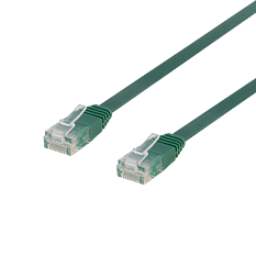 Deltaco U/UTP Cat6 patchkabel, flat, 1,5m, grön