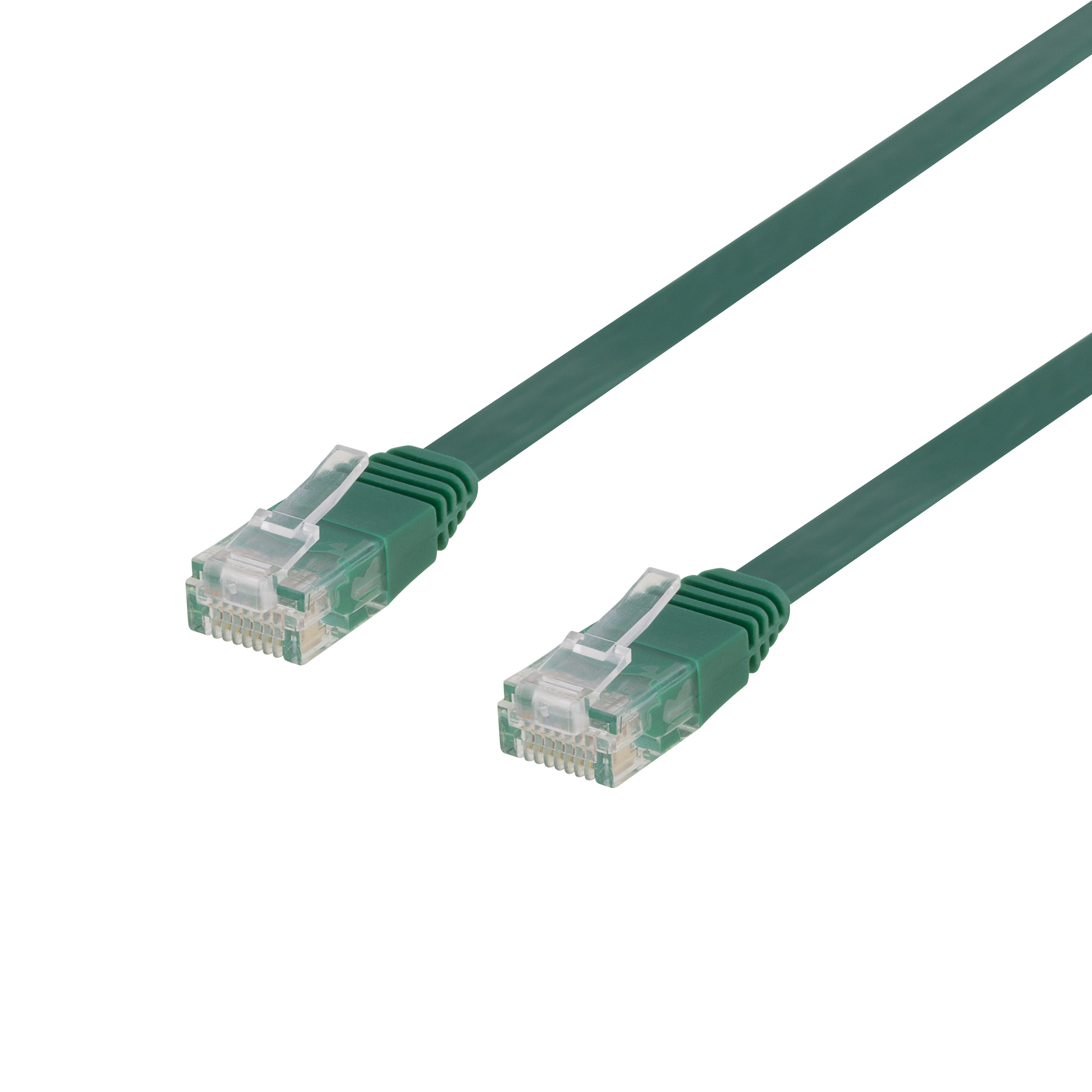 Deltaco U/UTP Cat6 patchkabel, flat, 0,5m, grön