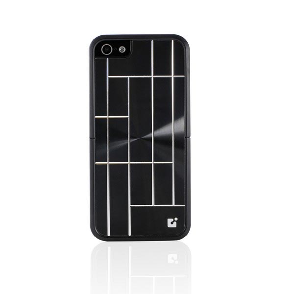 CDN Laminati, hårdplastskal med laminerad aluminiumplatta för iPhone 5/5S, svart
