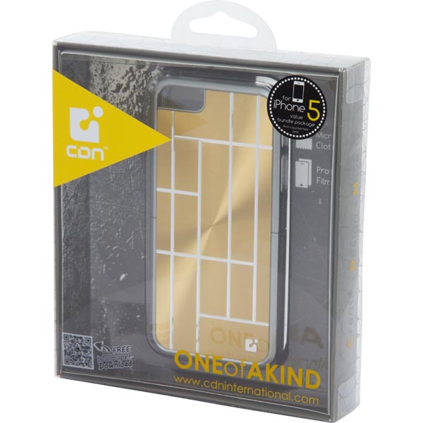 CDN Laminati, hårdplastskal med laminerad aluminiumplatta för iPhone 5/5S, guld - 3