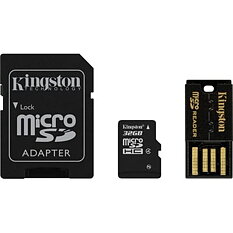Kingston minneskort, microSDHC, 32GB, usb-reader