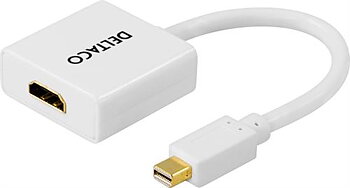 Deltaco mini DisplayPort till HDMI adapter med ljud, vit