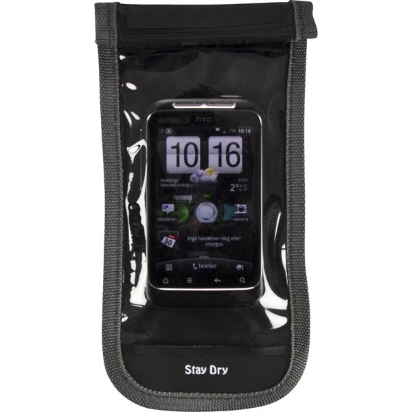 Stay Dry vattentätt fodral av tarpaulin för smartphones, hängkrok, svart, grå