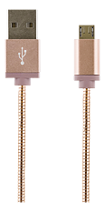 STREETZ USB-synk-/laddarkabel, metallklädd, 1m, Micro - Standard, rosé