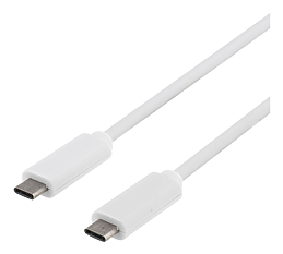Deltaco USB 3.1 kabel, Gen 1, Typ C - Typ C, 0,5m, vit