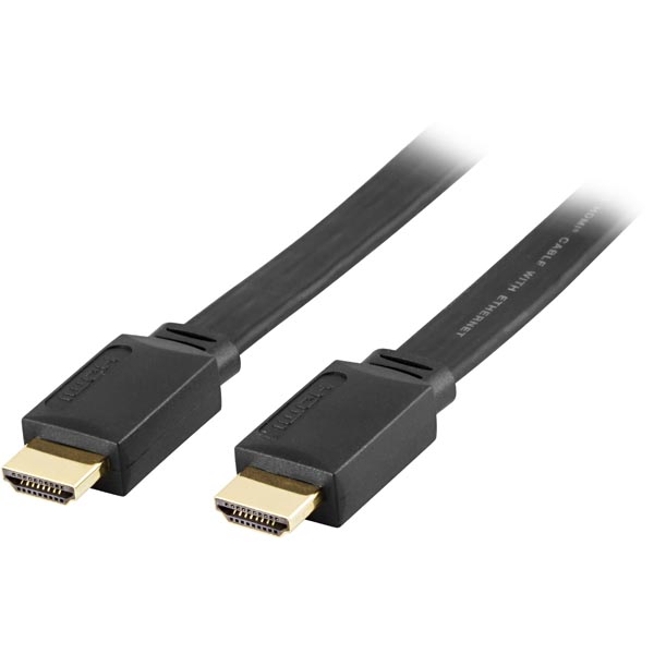 Deltaco HDMI-kabel, guldpläterade kontakter, 3m, 4K, 3D, flat, svart - 2