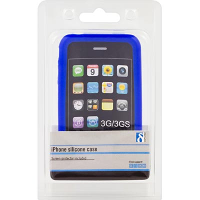 iPhone 3-kit med silikonskal, skärmskydd och putsduk, blå - 2