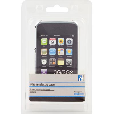 iPhone 3G/3Gs-kit med plastskal, skärmskydd och putsduk, metallic, silver - 2