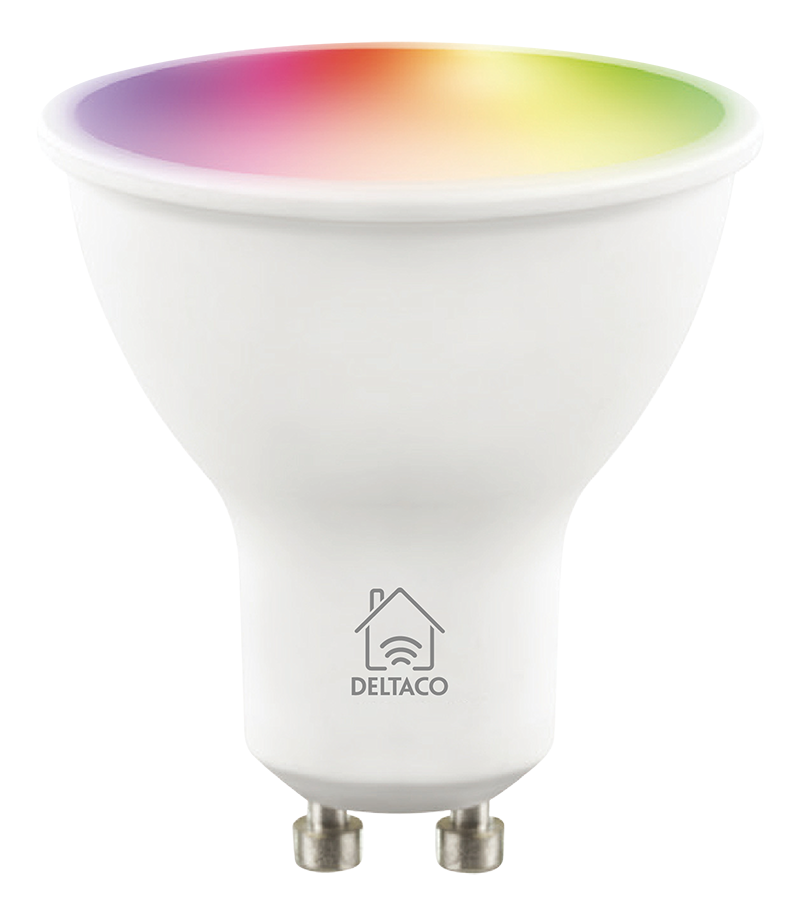 Deltaco Smart Home LED-lampa, GU10, WiFI 2,4GHz, 5W, dimbar, RGB
