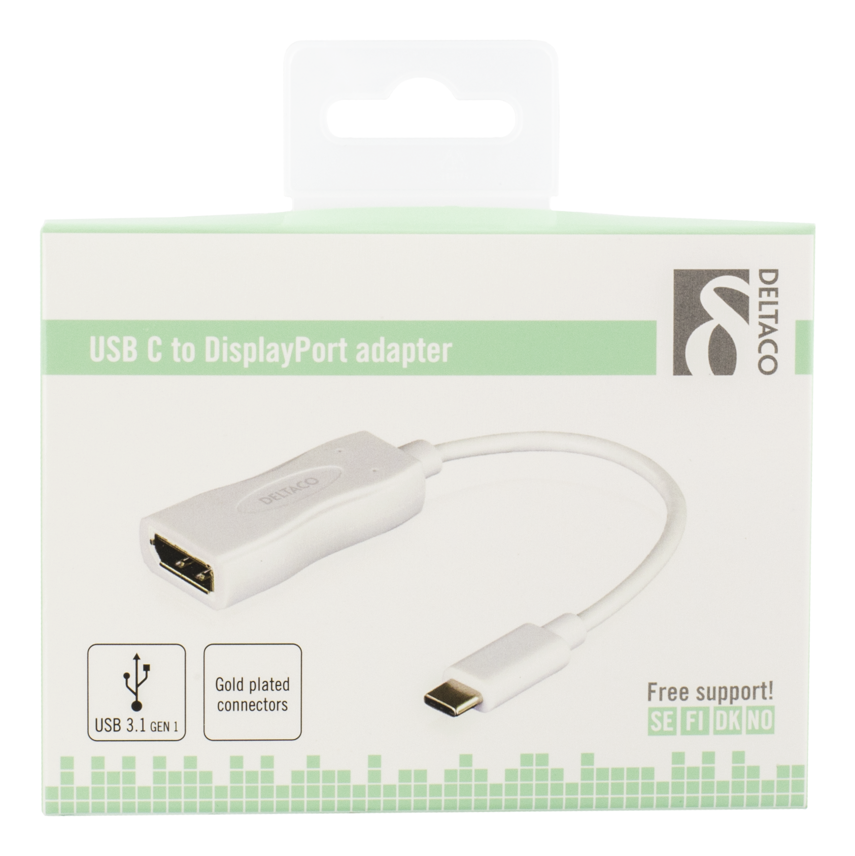 Deltaco USB 3.1 till DisplayPort adapter, 4K, UltraHD, vit - 2