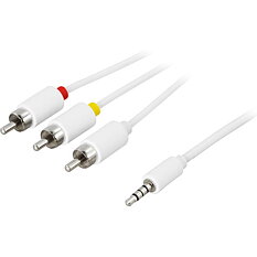 Deltaco audio/videokabel 1x3,5mm ha - 3xRCA ha 10m, vit