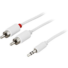 Deltaco Ljudkabel, 3,5mm ha - 2xRCA ha 5m, vit