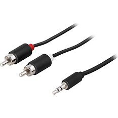 Deltaco Ljudkabel, 3,5mm ha - 2xRCA ha 5m, svart