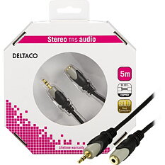 Deltaco Ljudkabel, 3,5mm ha - ho, guldplätterade kontakter, 5m
