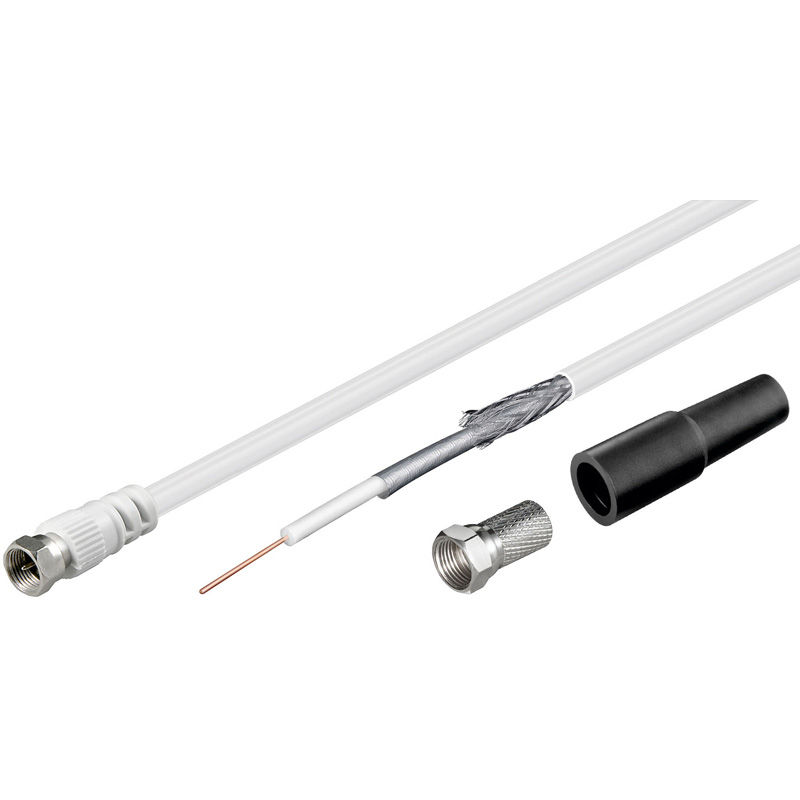Goobay kabelkit med 75 dB koaxialkabel, 10m, vit