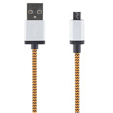 STREETZ USB-kabel, tygklädd, Typ A ha - Micro B ha, 1m, orange