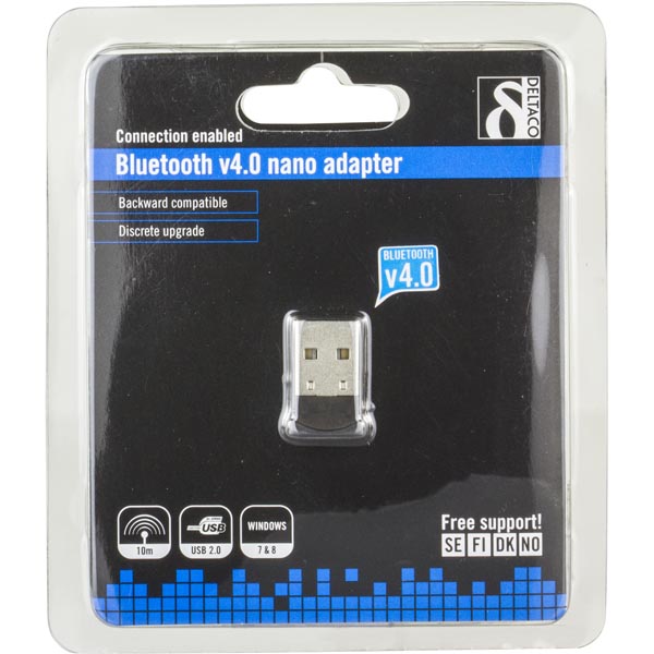 Deltaco Bluetooth 4.0 klass 2(10m), USB 2.0, 3 Mb/s, svart - 2