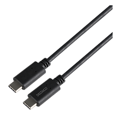 Deltaco USB3.2 gen2-kabel, USB-C - USB-C, 5A EPR, 1 m, svart